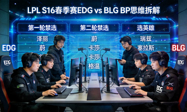 LPL S16春季赛EDG对阵BLG战队BP禁选思维拆解现场图